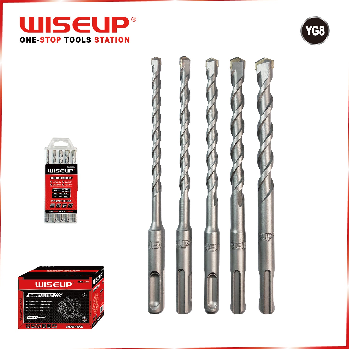 WISEUP DRILL BIT SET HILTI 5 PCS (6x160 - 12x160)