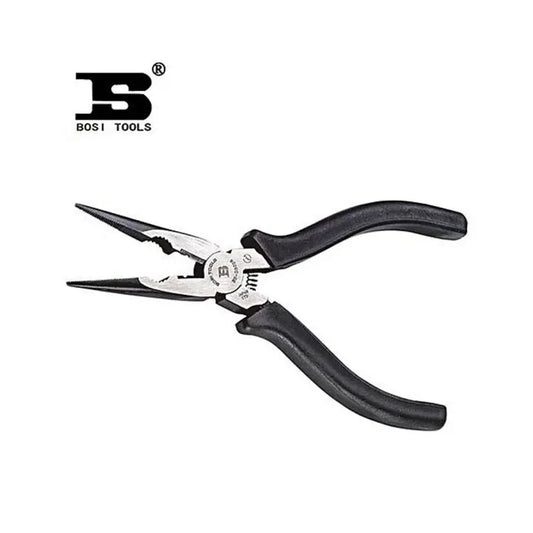 BOSI LONG NOSE PLIER 6" (BLACK HANDLE )